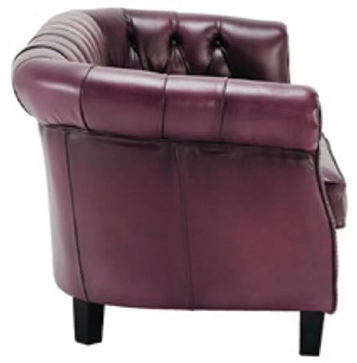 Luxury Chesterfield genuine leather sofa purple / black 160 cm - genuine leather furniture