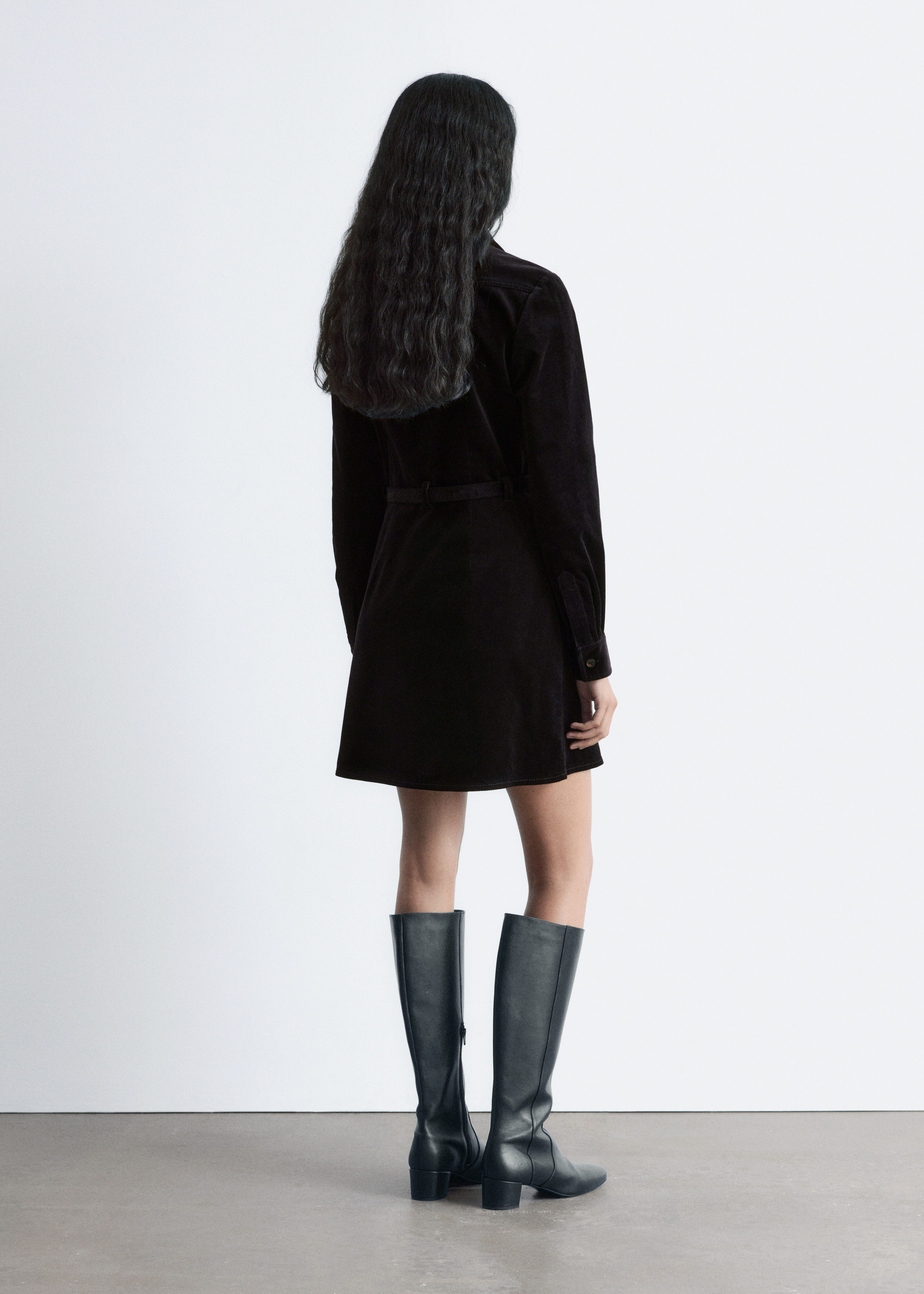 & Other Stories BELTED VELVET MINI DRESS
