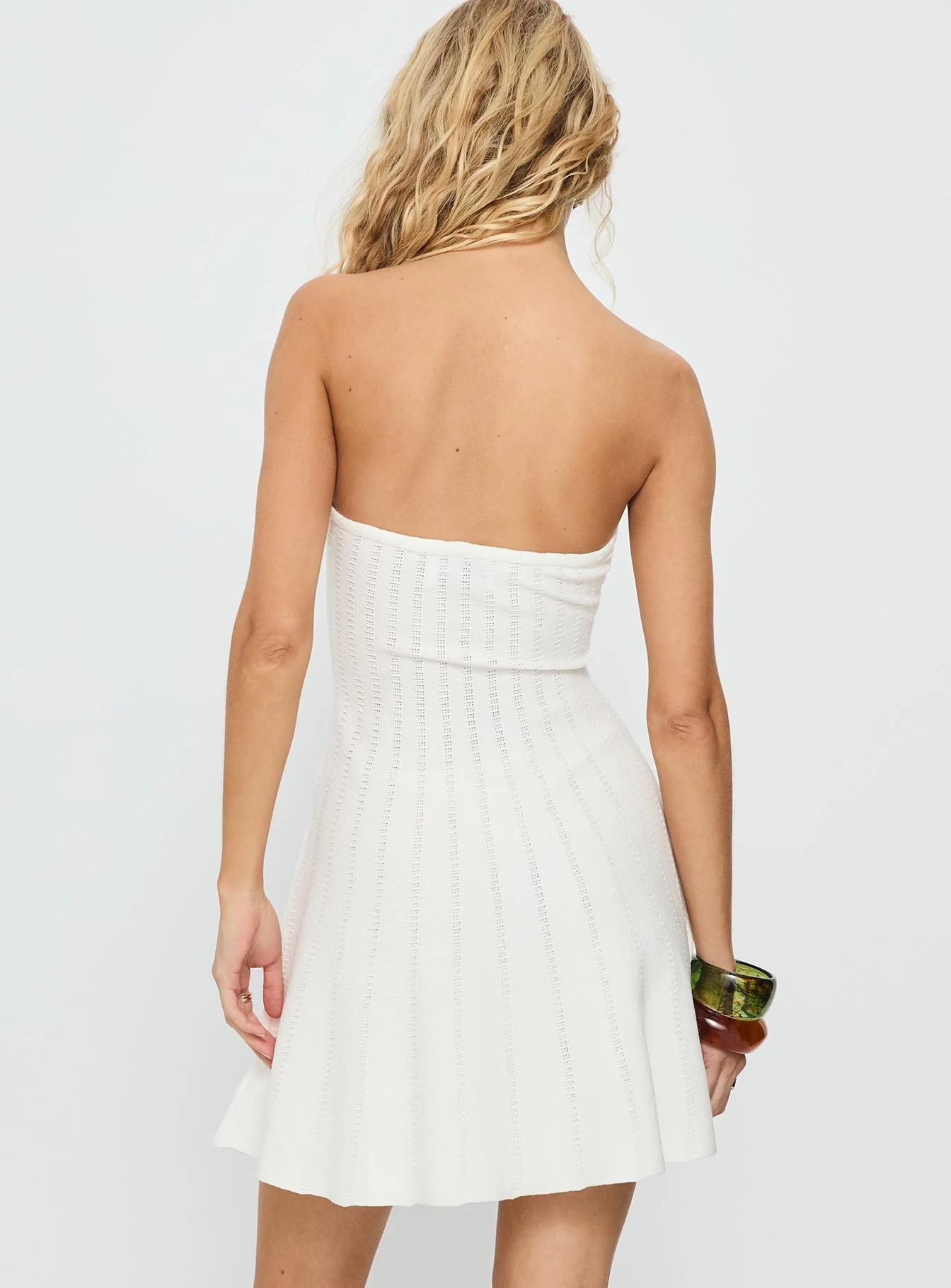 Alaini Strapless Knit Mini Dress White