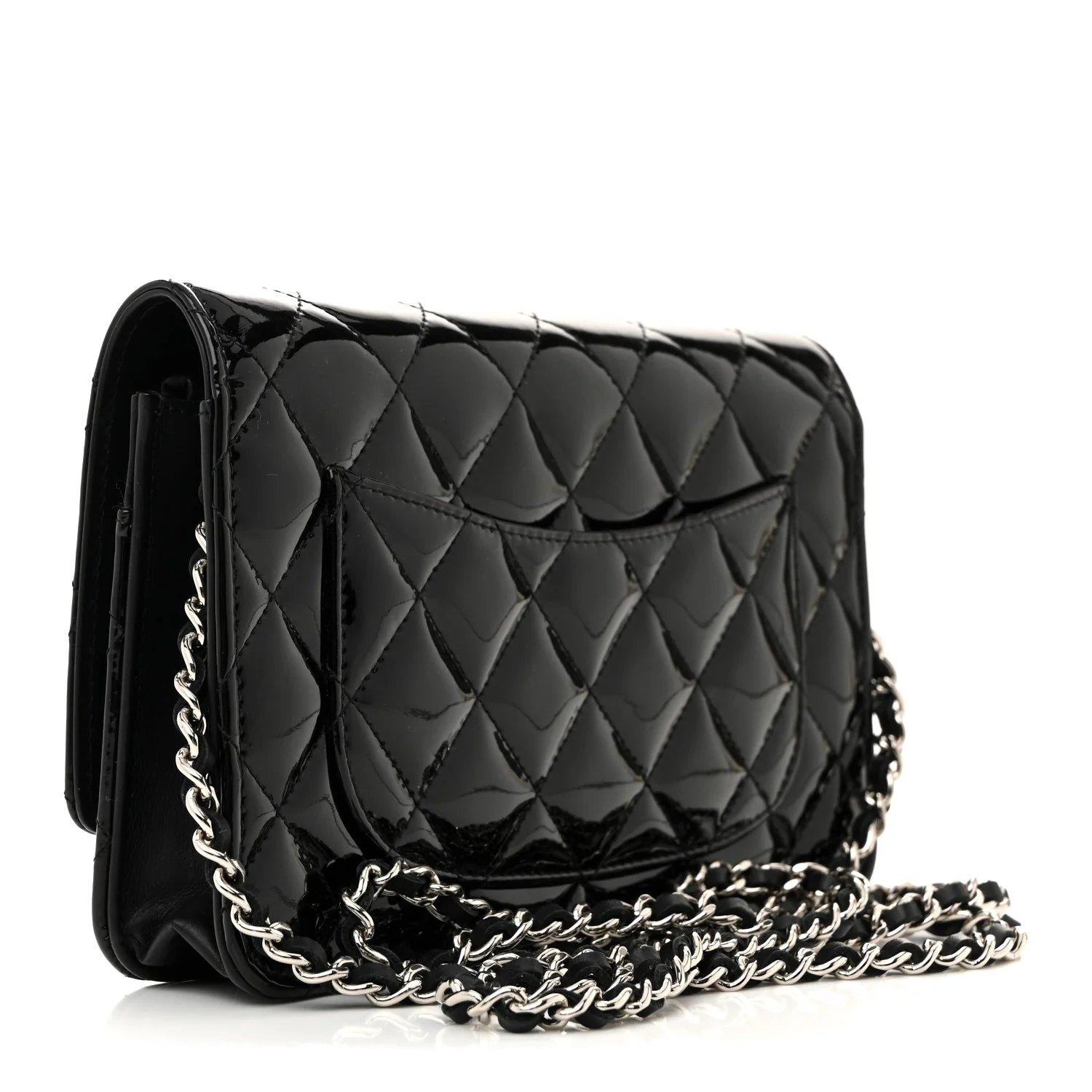 Patent Calfskin Quilted Reissue Wallet On Chain WOC So Black - Top Club