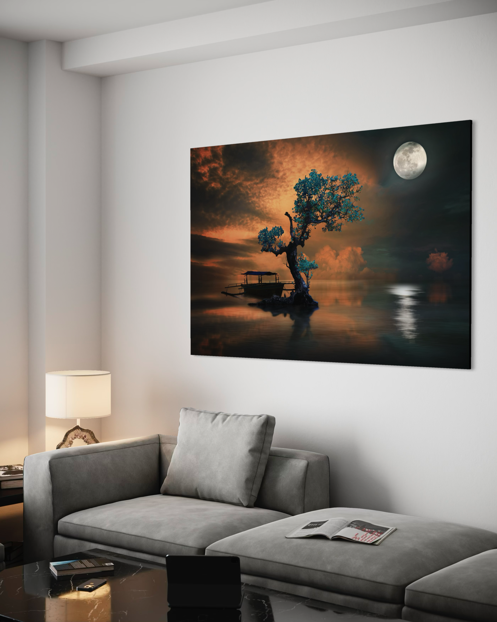 Plexiglas schilderij 'Moonlight Tree' 120x80 cm