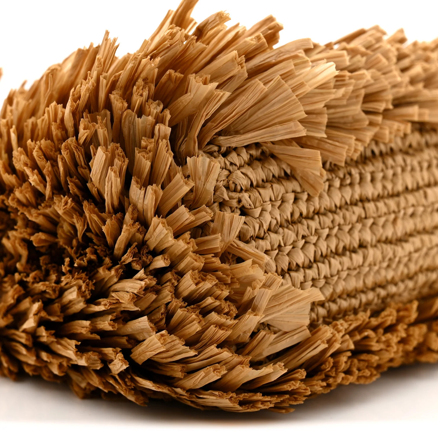 Raffia Fringe Nano Kelly Shopper Dark Beige - Top Club