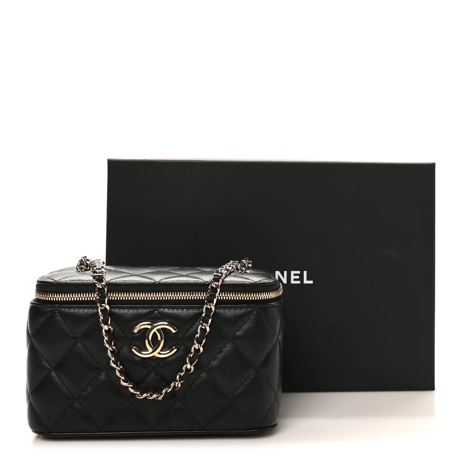 Lambskin Quilted Small CC Vanity Case Black - Top Club