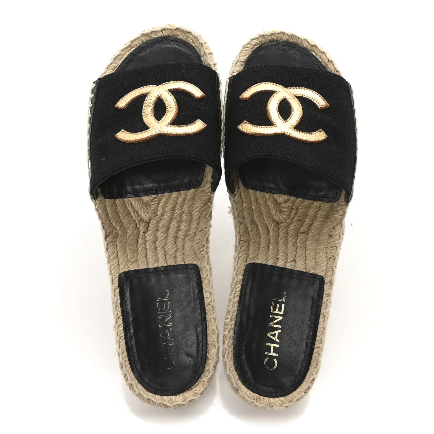 Wool Laminated Lambskin CC Slide Sandals 41 Black Gold