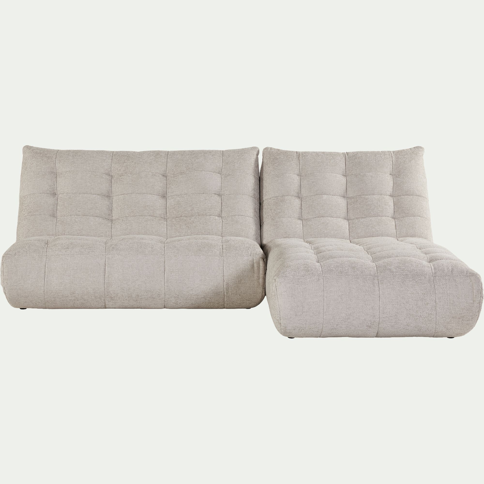SCALO - Canapé modulable avec méridienne en tissu chenille - beige roucas