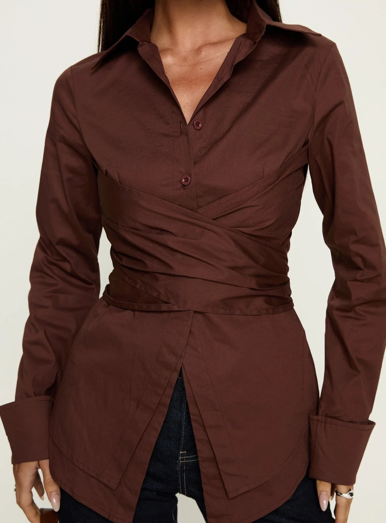 Shapeshifter Twist Long Sleeve Shirt Chocolate