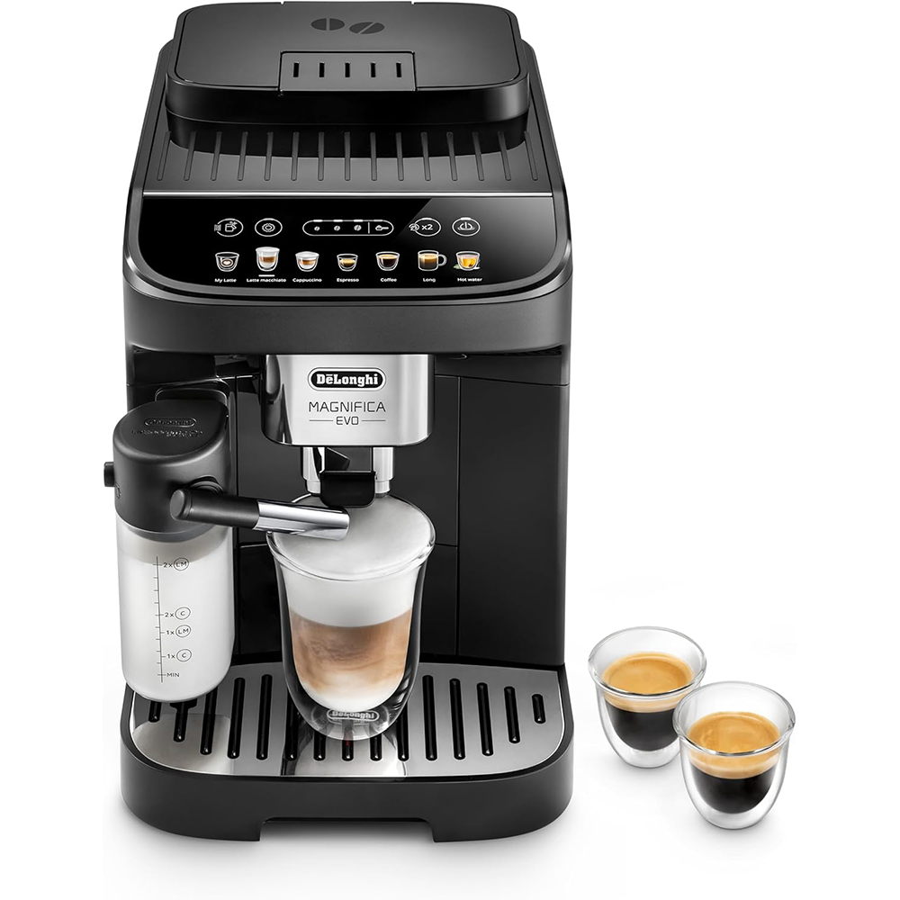 De'Longhi Magnifica Evo ECAM 292.81.B Fully automatic coffee machine with LatteCrema milk system, 7 direct selection buttons for cappuccino, espresso and other coffee specialties, 2-cup function
