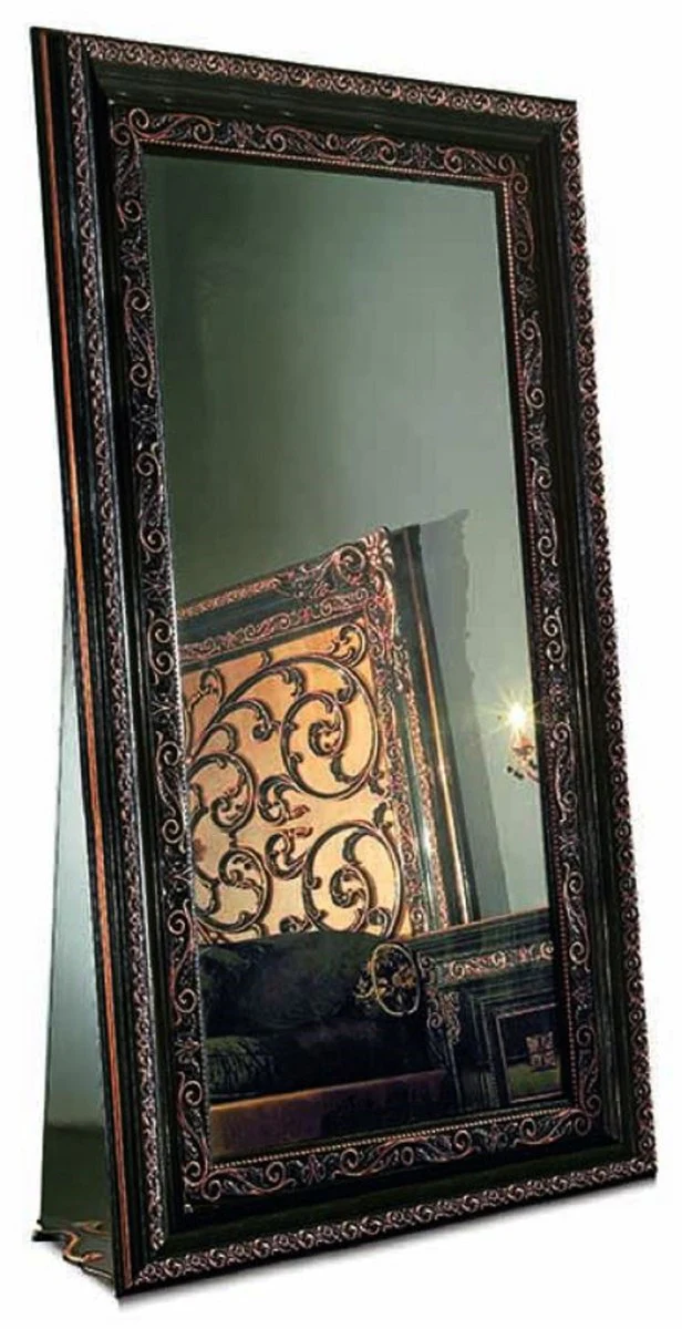 Luxury Baroque standing mirror black H. 214 cm - Made in Italy