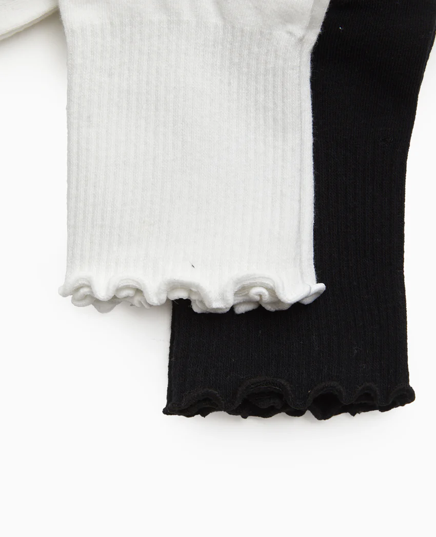 Pimkie Lot de 2 paires de chaussettes avec bords ondulés