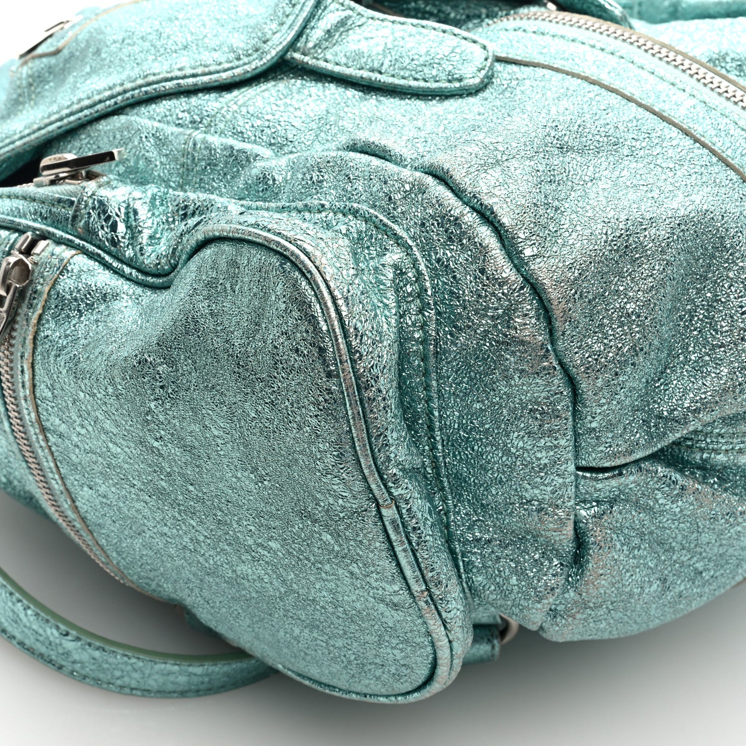 Metallic Calfskin Marti Backpack Bag Light Blue Rhodium Hardware - Top Club