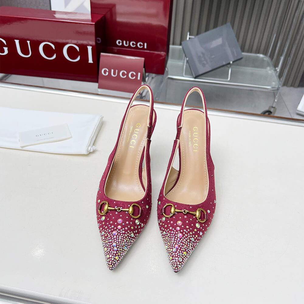 Gucci Women s slingback pump with crystal Horsebit - Top Club