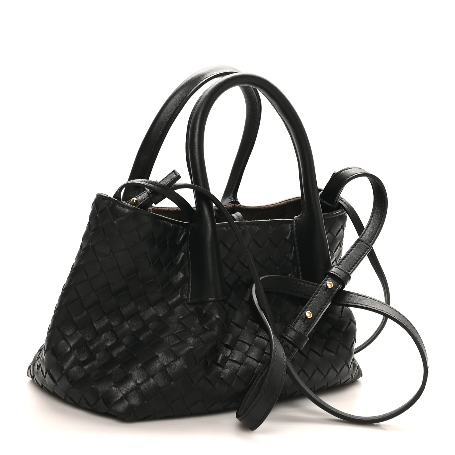 Calfskin Intrecciato Small Pinacoteca Tote Black Fondant - Top Club