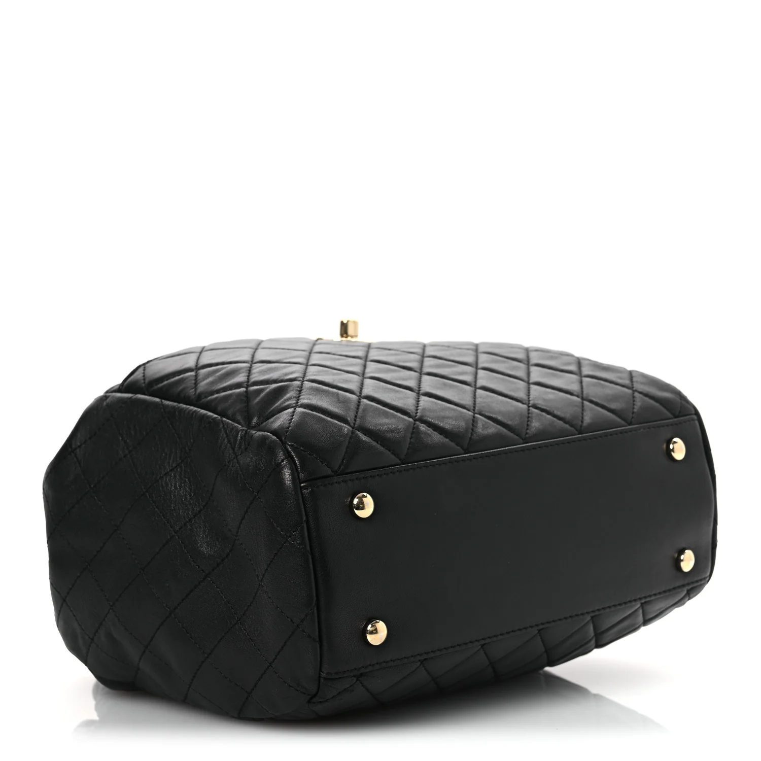 Lambskin Quilted Drawstring Bag Black - Top Club