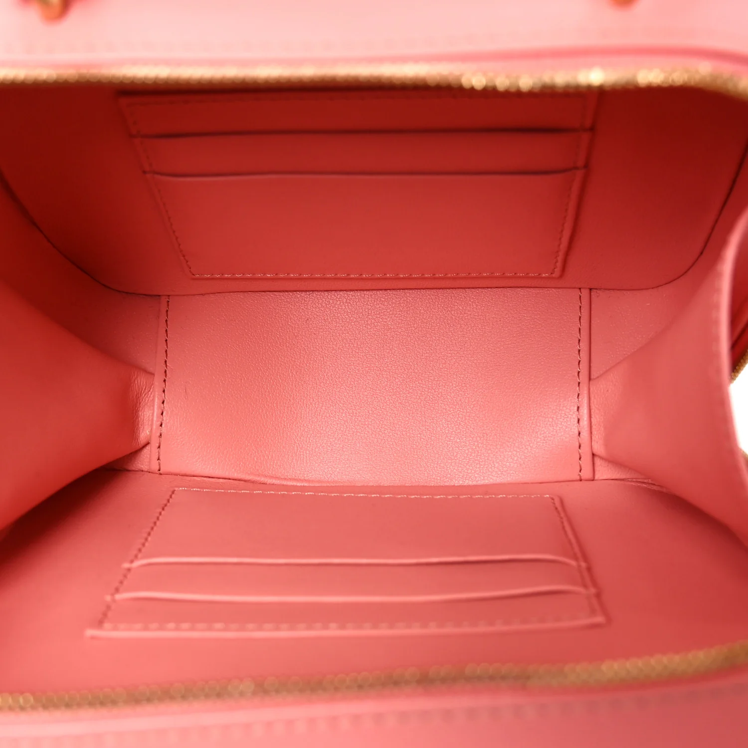 Lambskin Quilted Top Handle Small Vanity Case Pink - Top Club