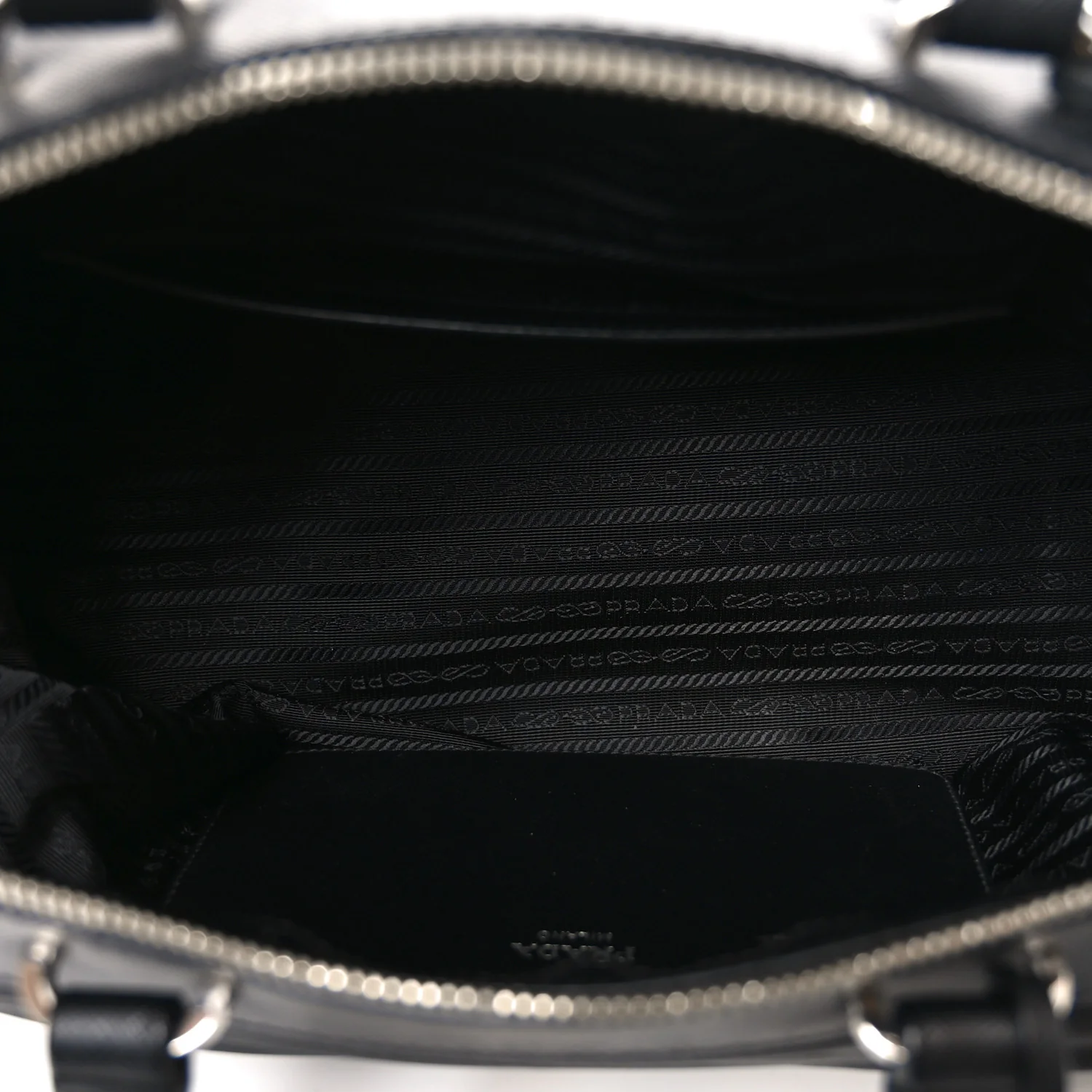 Nylon Saffiano Top Handle Bag Black - Top Club