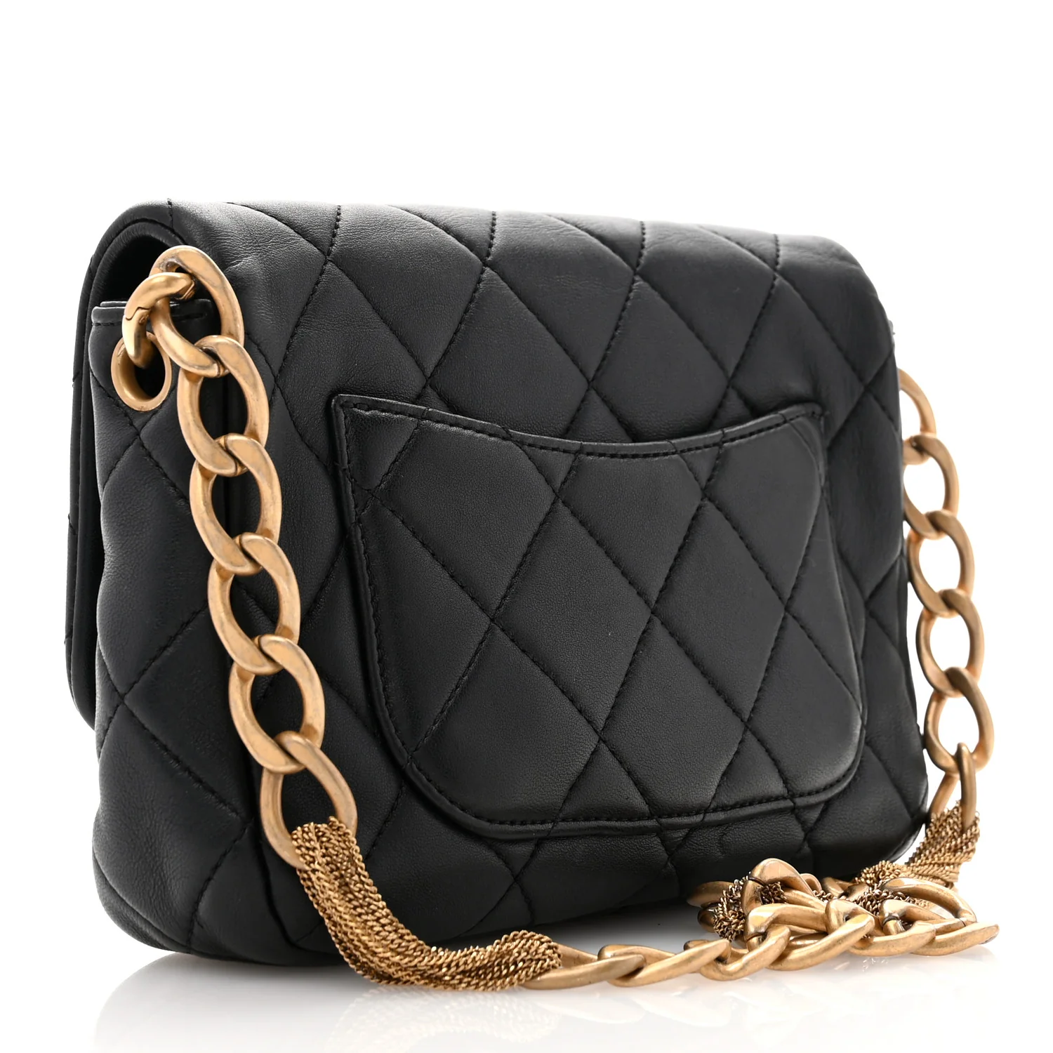 Lambskin Quilted Chain Flap Black - Top Club
