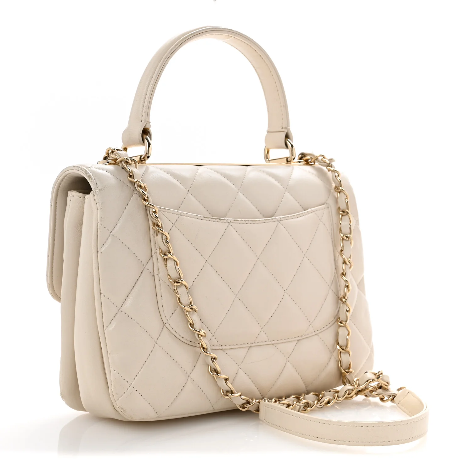 Lambskin Quilted Small Trendy CC Dual Handle Flap Bag White