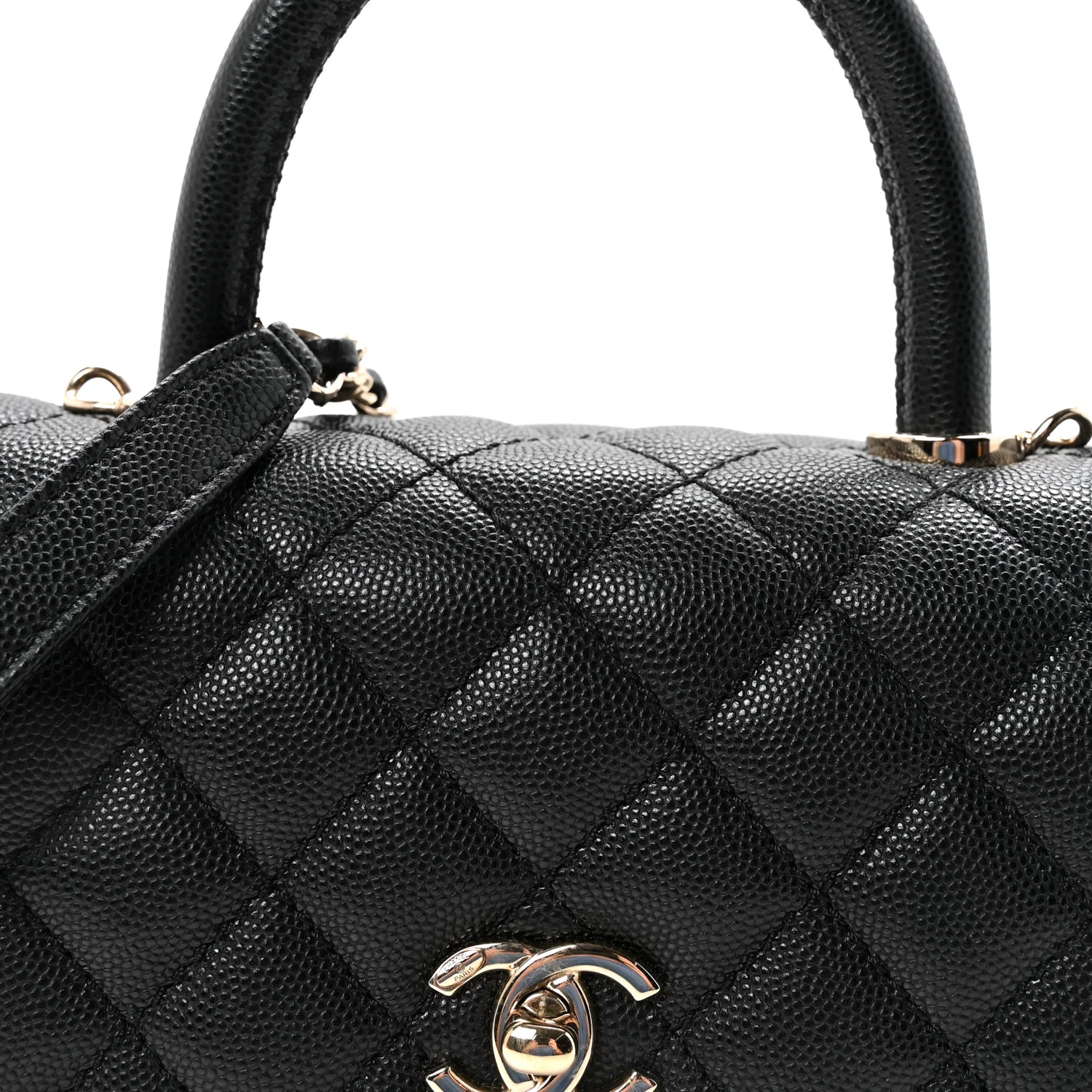 Caviar Quilted Mini Coco Handle Flap Black - Top Club