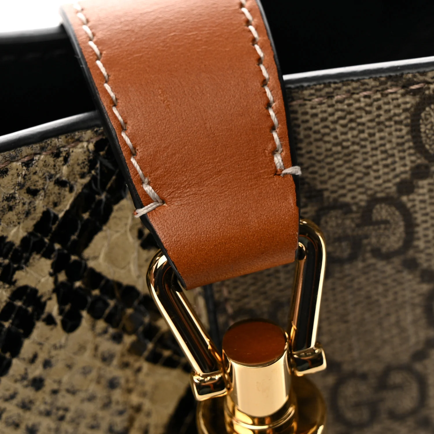 GG Supreme Monogram Snakeskin Small Jackie 1961 Hobo Beige Ebony - Top Club