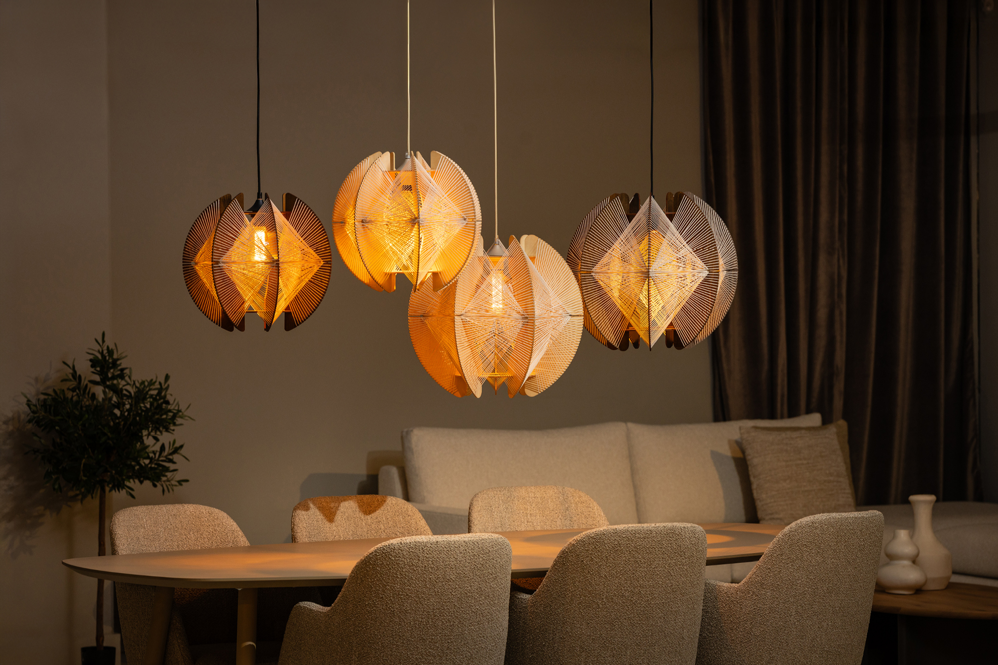 Hanglamp Jessica touw Ø50 cm walnoot