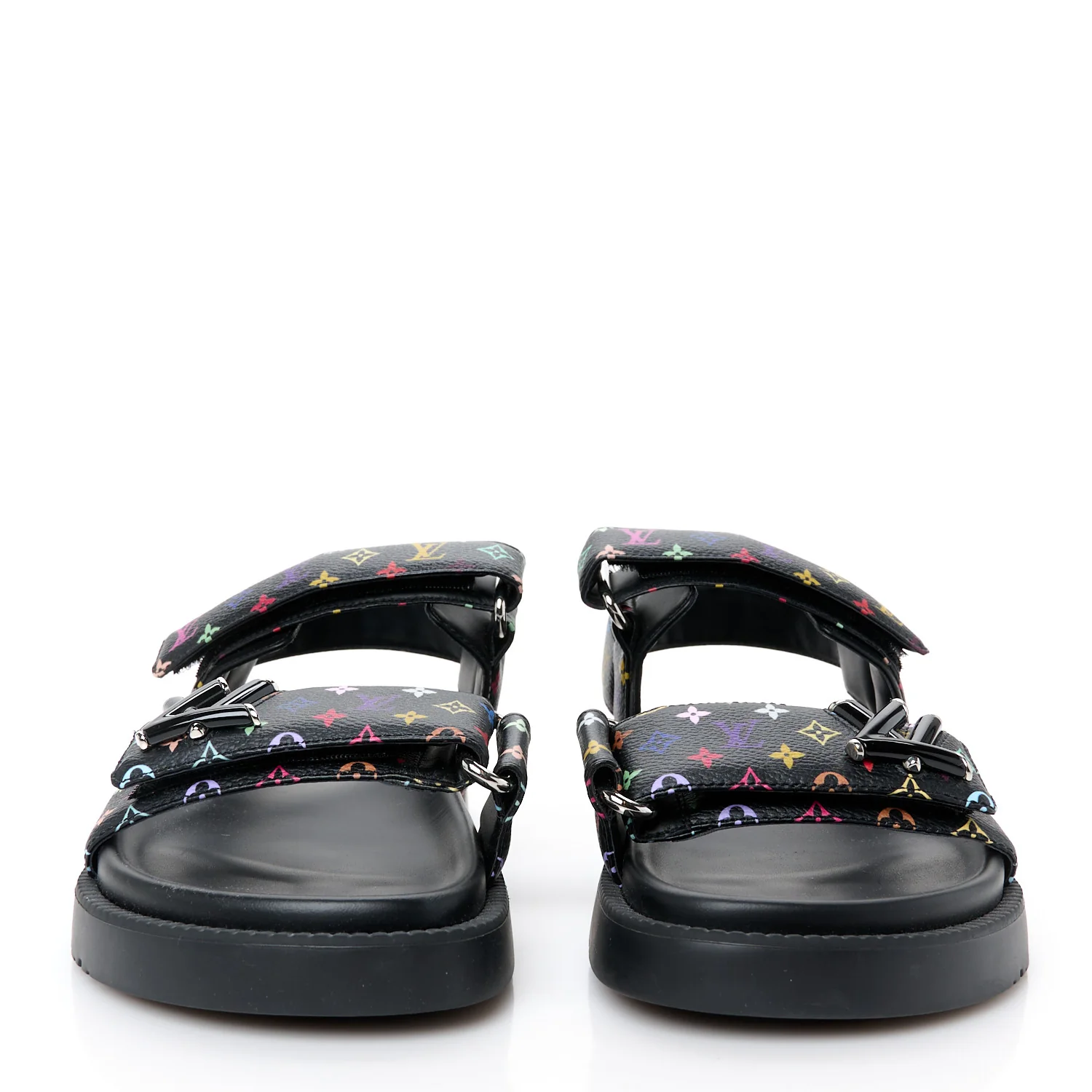 LV X TM Monogram Multicolor Sunset Flat Sandals 38 Black - Top Club