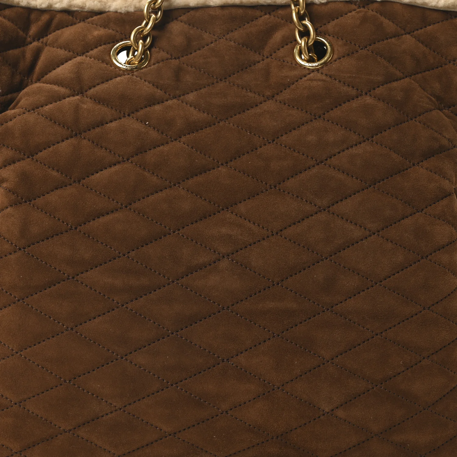 Suede Shearling Quilted Le Pochon Natural Tan - Top Club
