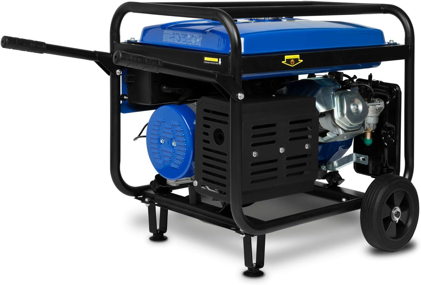 EBERTH 5500 Watt Generatore di corrente portatile Gruppo elettrogeno avviamento elettrico 13 CV Motore a benzina 4T, Monofase, 2x 230V, 1x 12V Regolatore di volt automatico AVR, con ruote