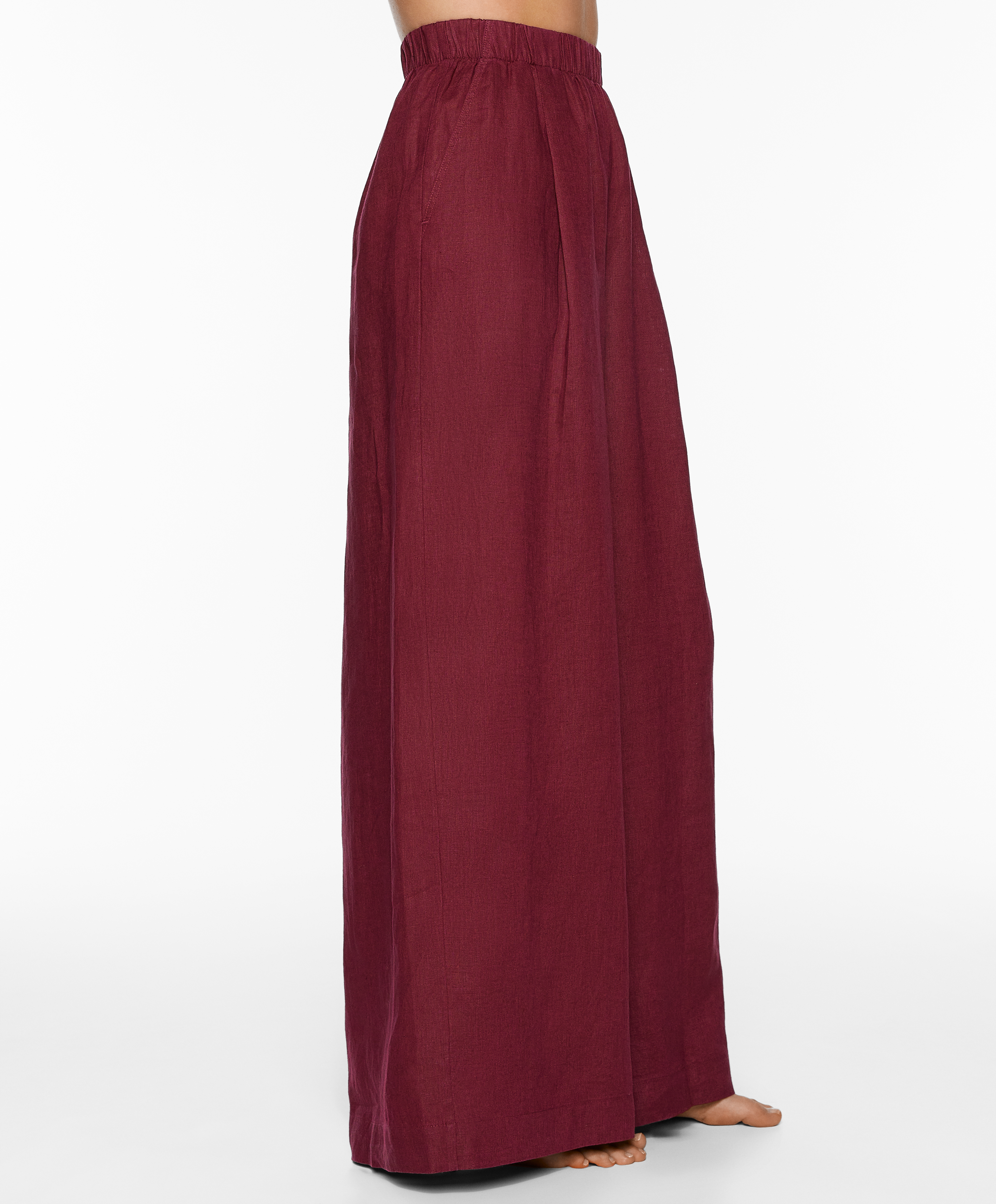 OYSHO 100% linen wide straight-leg trousers
