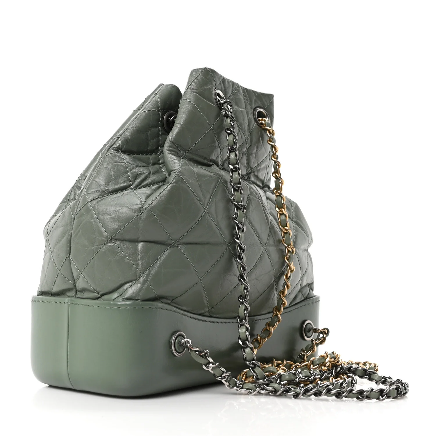 Aged Calfskin Quilted Small Gabrielle Backpack Green - Top Club