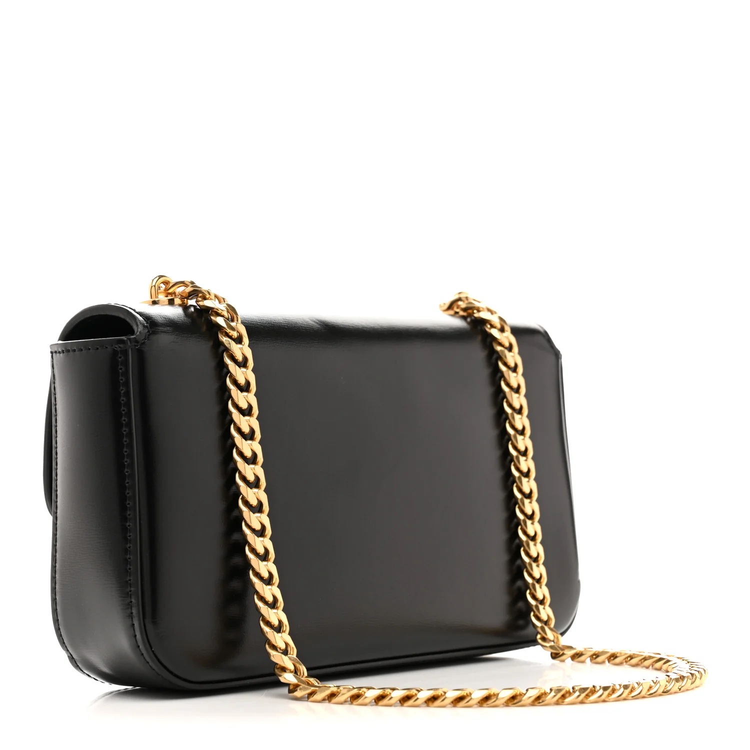 Shiny Calfskin Triomphe Chain Shoulder Bag Black - Top Club