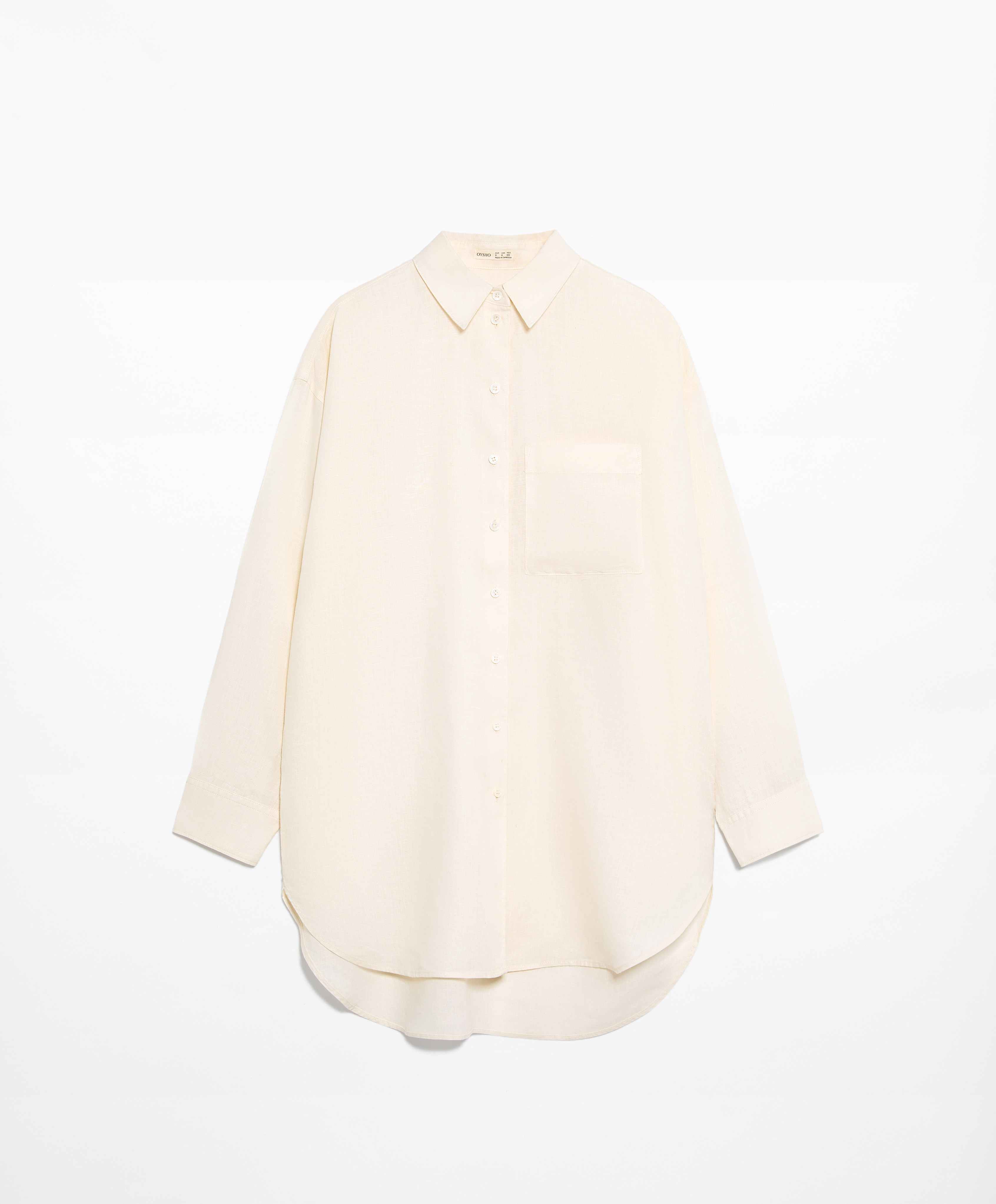 OYSHO Oversize long-sleeved 100% linen shirt