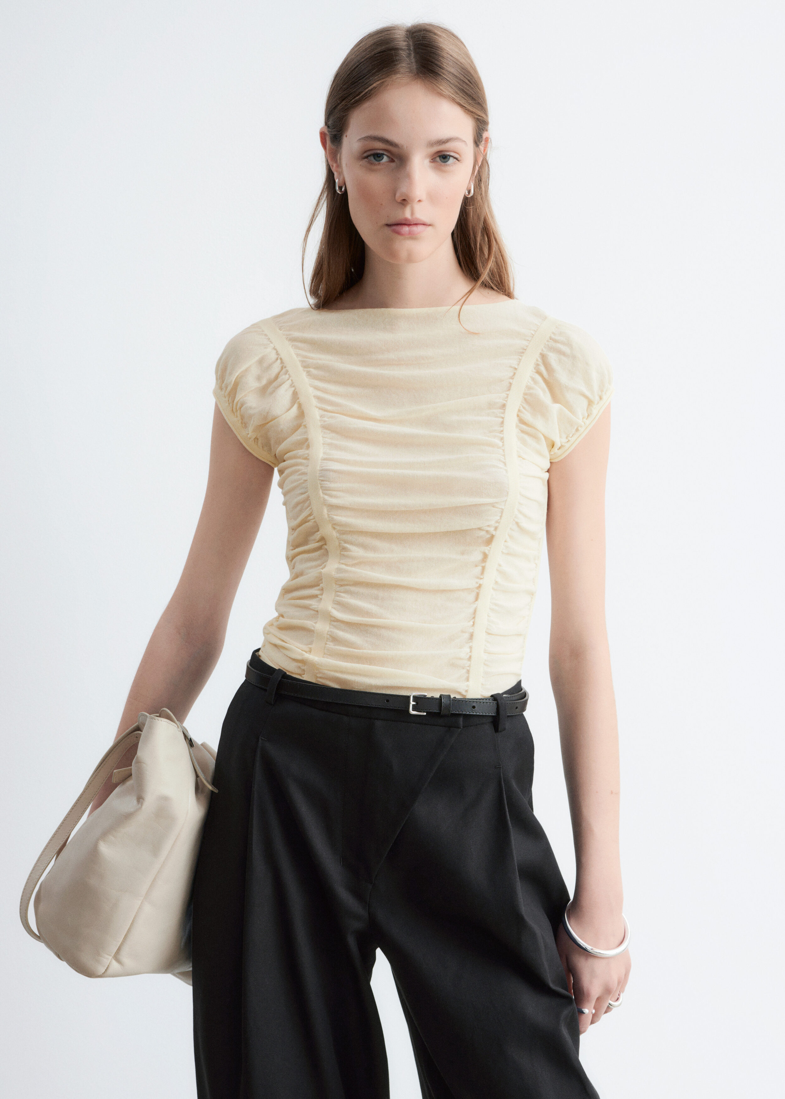 & Other Stories RUCHED CAP-SLEEVE TOP