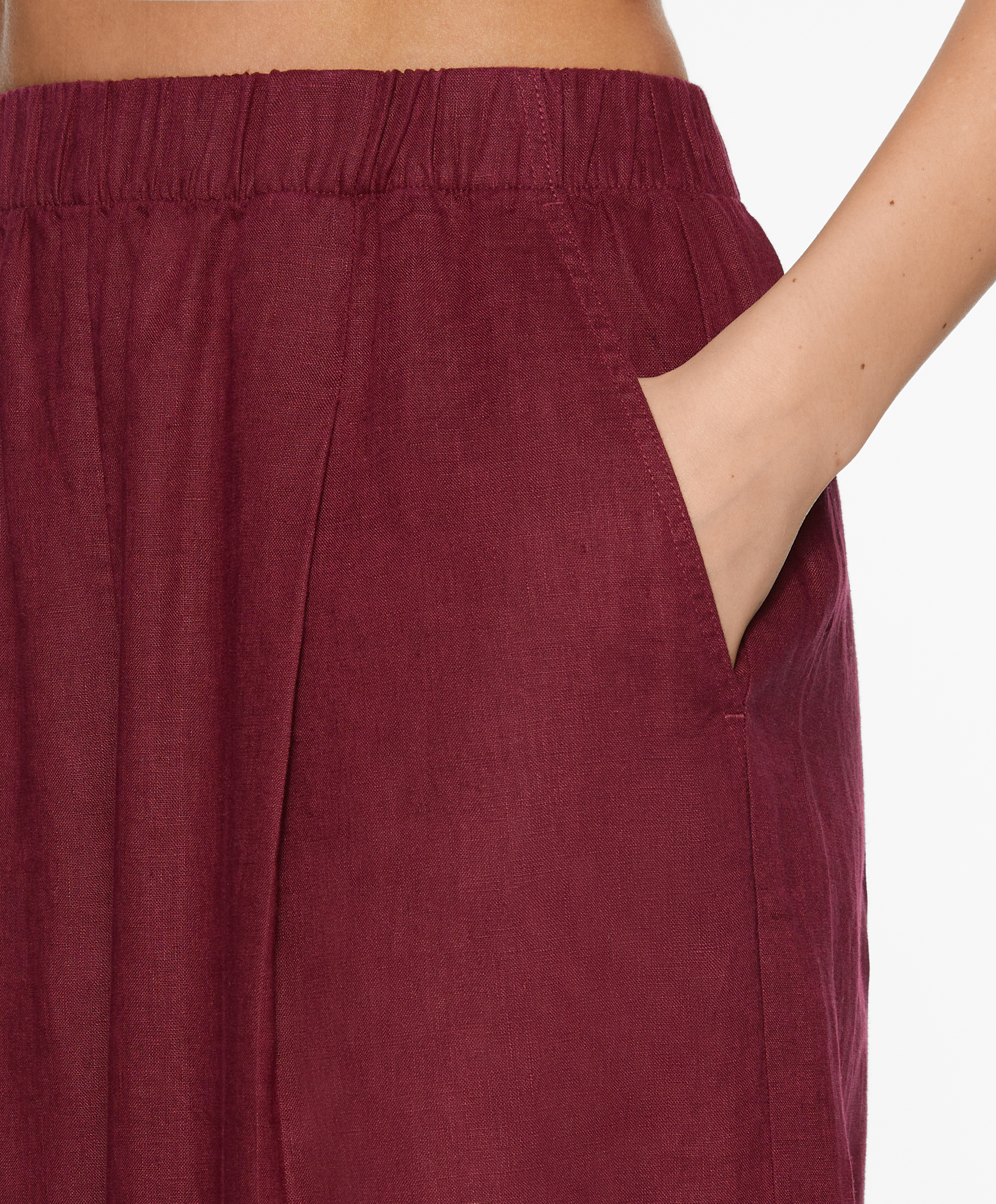 OYSHO 100% linen wide straight-leg trousers