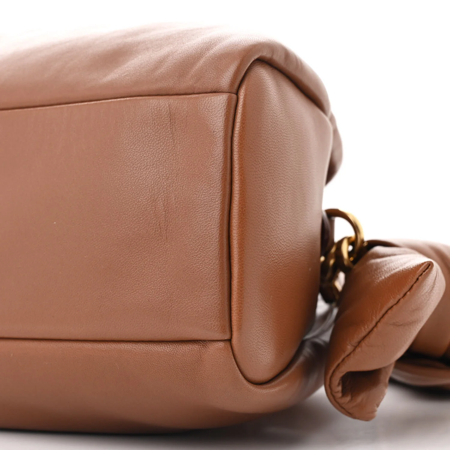 Nappa Knot Top Handle Shoulder Bag Cognac - Top Club