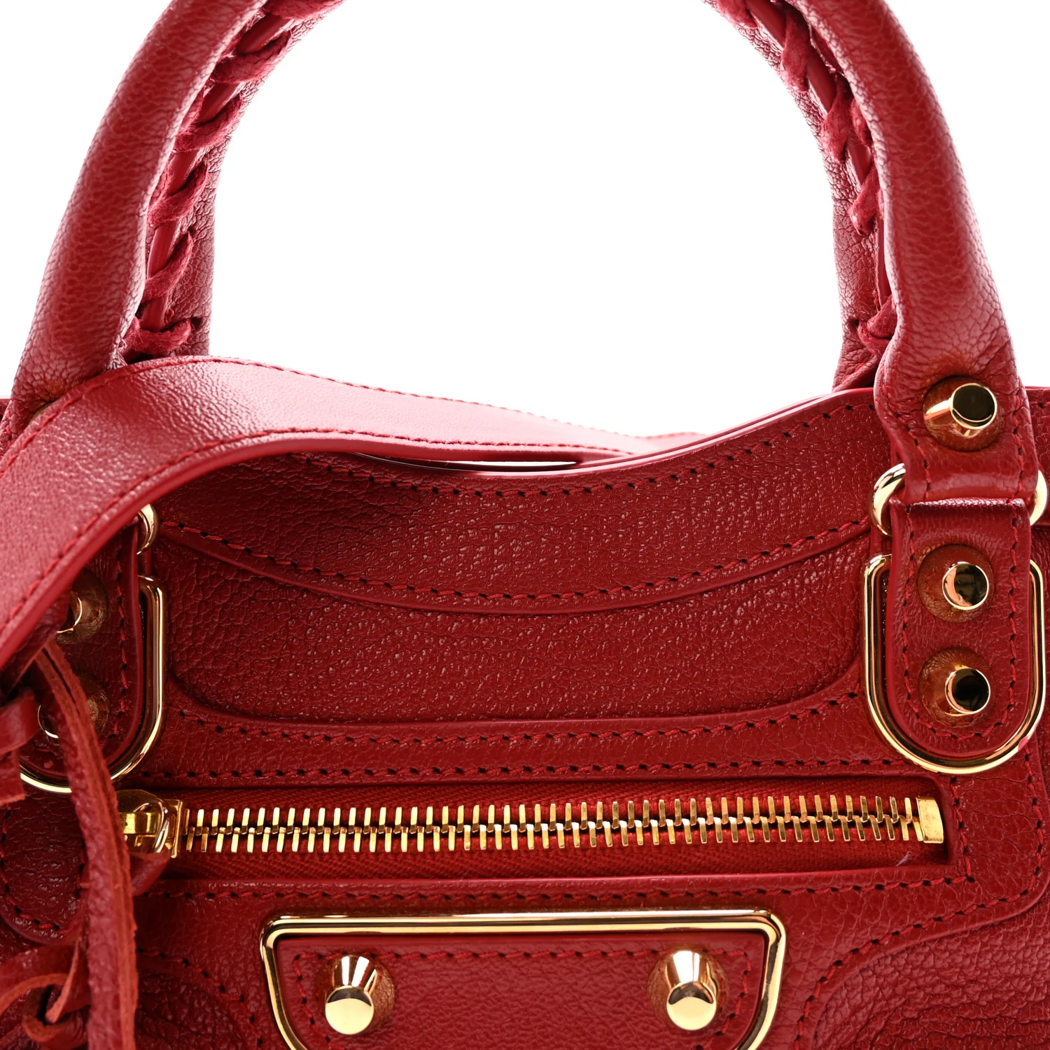 Chevre Gold Metallic Edge Hardware Mini City Rouge Groseille - Top Club