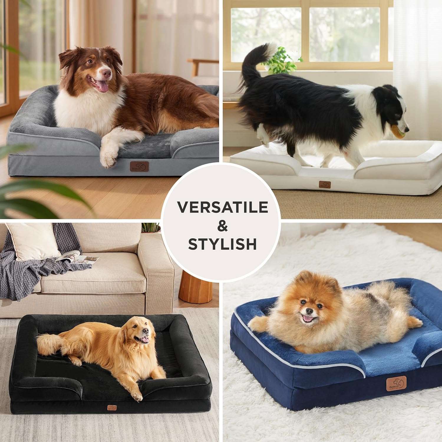 Bedsure L Plus Orthopedic Dog Bed for Large Dogs - Grey
