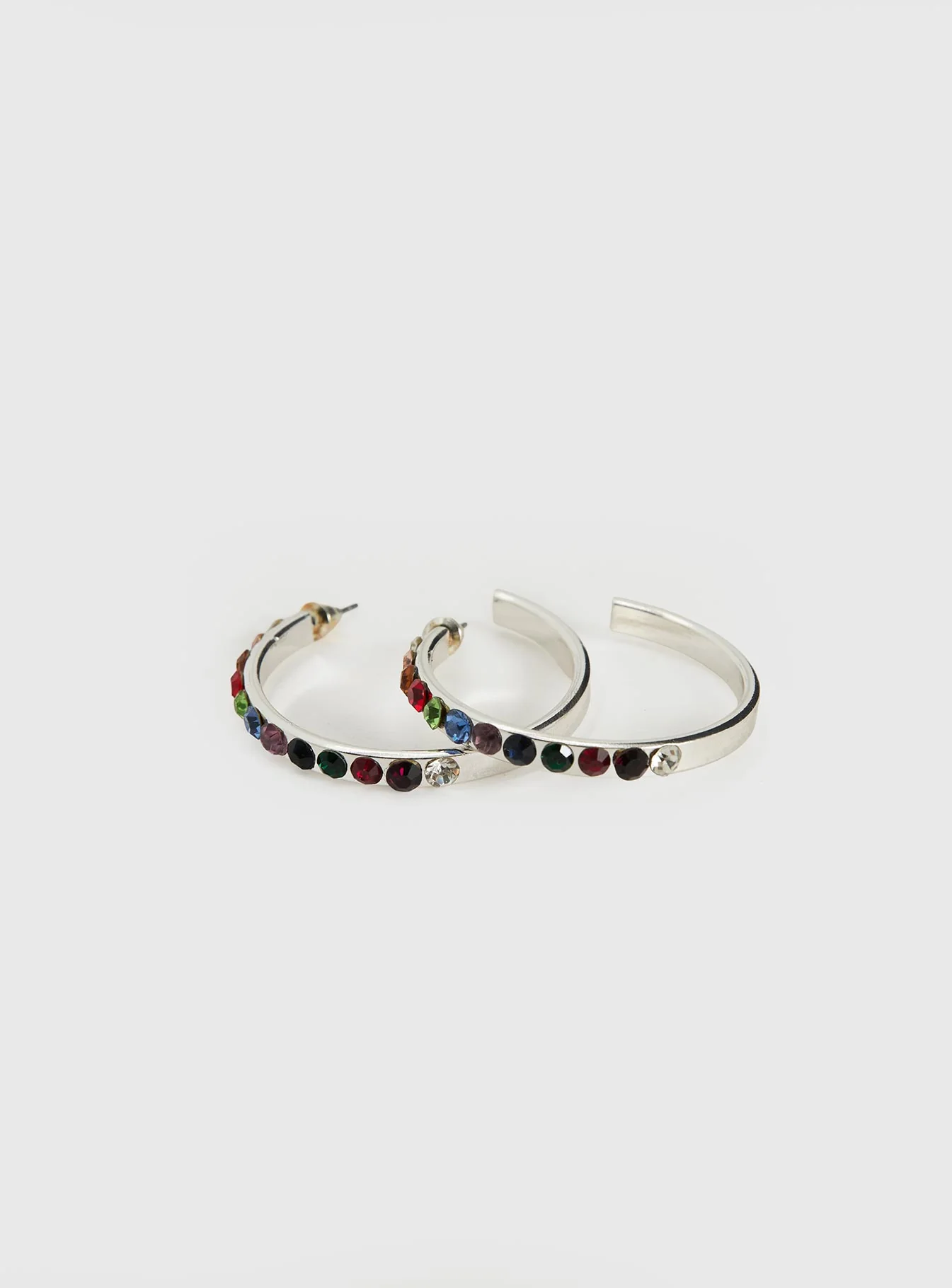 Leanah Gemstone Hoop Earrings Silver