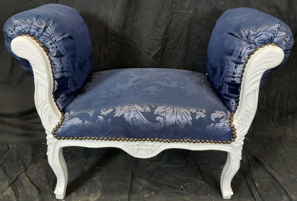 Baroque stool purple pattern / white - handmade antique style stool - baroque style stool - living room furniture in baroque style - baroque style furniture - baroque furniture - baroque furnishings