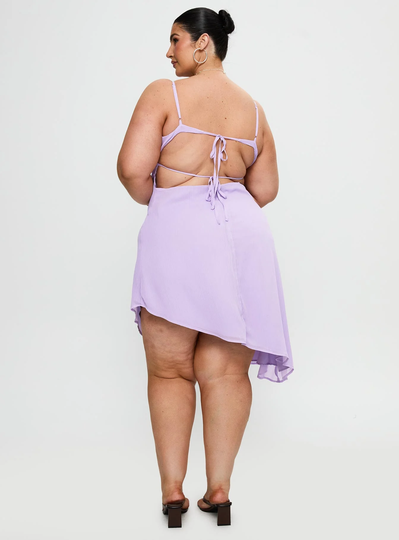 Secret Gardens Asymmetrical Midi Dress Purple Curve