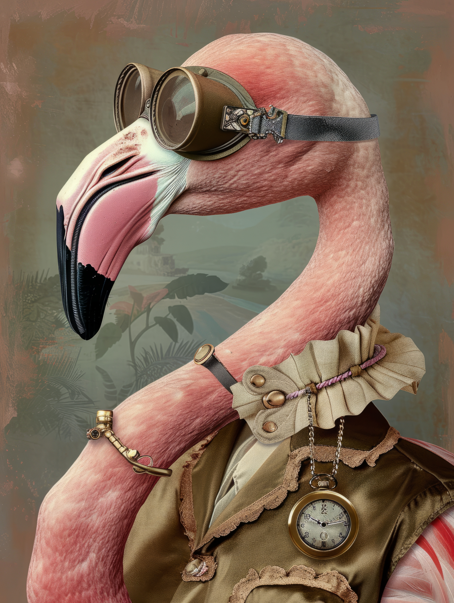 Canvas schilderij van een flamingo 100x200 cm