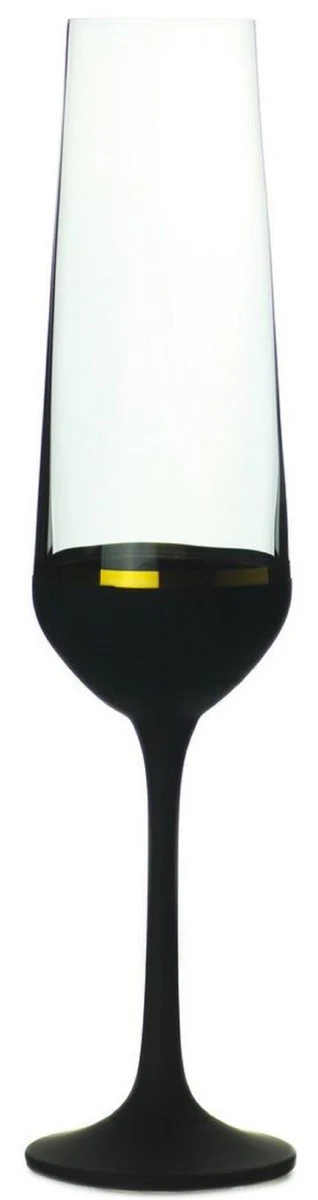 Luxury champagne glasses set of 6 black / gold Ø 6.5 x H. 26.5 cm - handmade and hand-painted champagne glasses - hotel & restaurant accessories - luxury quality