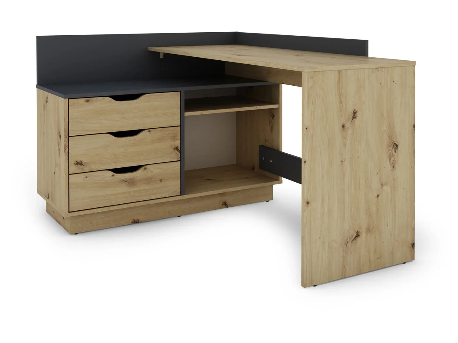 byLIVING Bureau d'angle Belfast avec compartiments, 129 x 105 x 83 cm