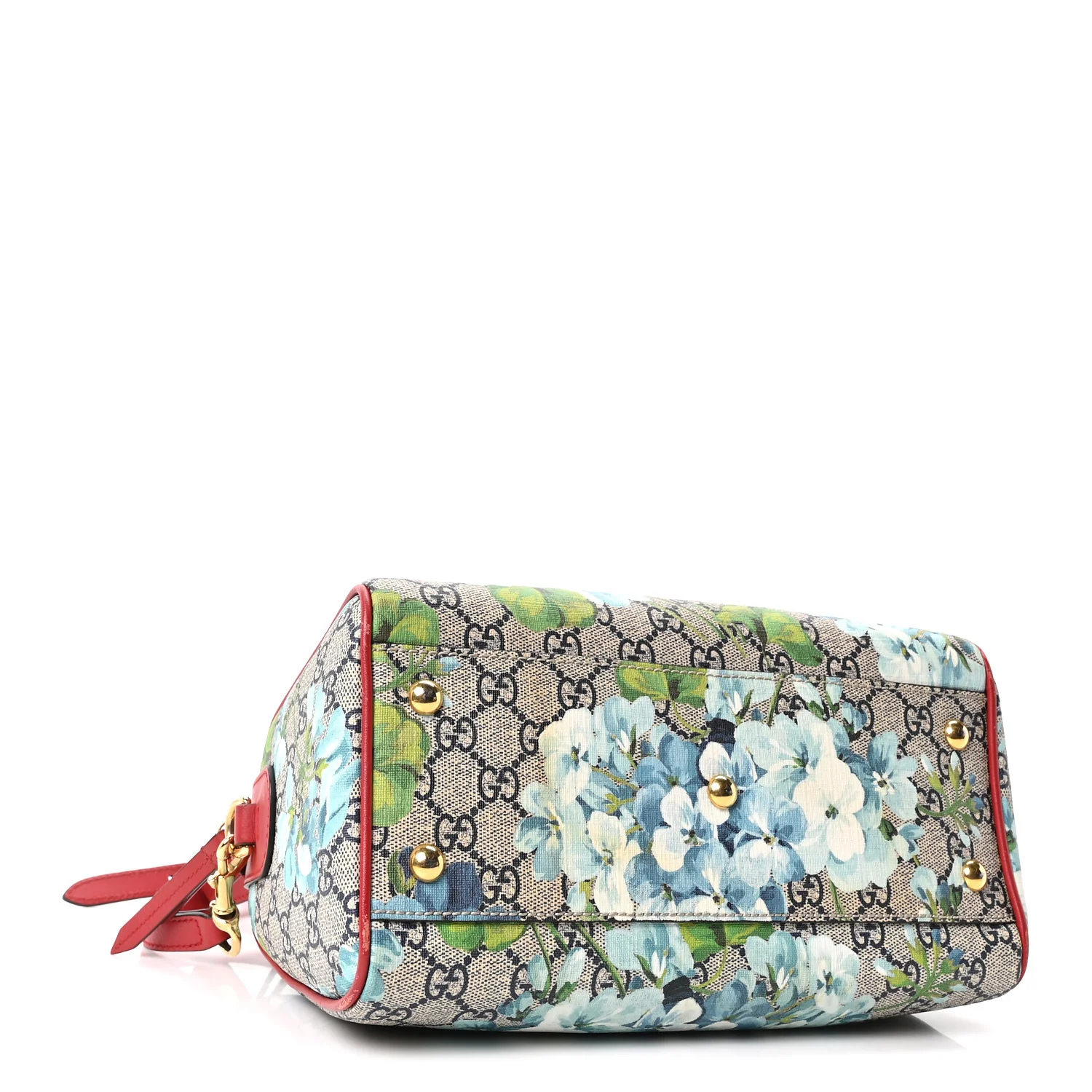 GG Supreme Monogram Blooms Small Boston Beige Blue Navy Hibiscus Red - Top Club