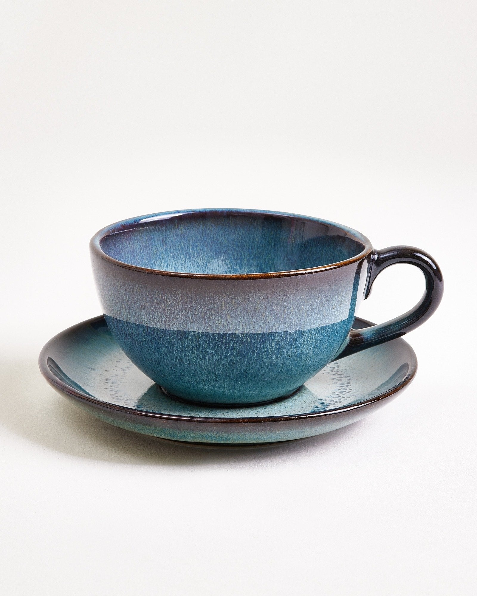 Madeira Teetasse & Untertasse groß classic grünblau 4er-Set
