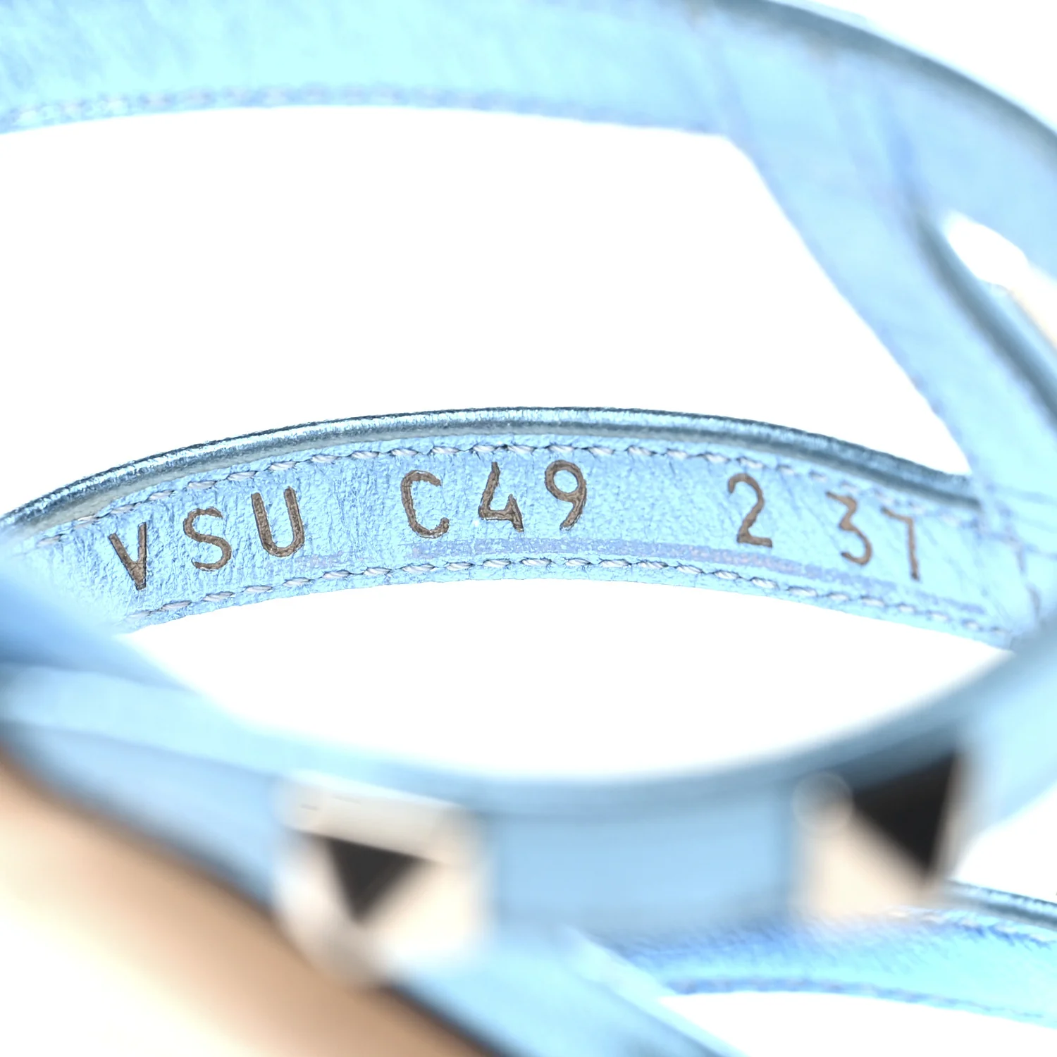 Metallic Nappa Rockstud Caged Flat Slide Sandals 37 Cerulean - Top Club