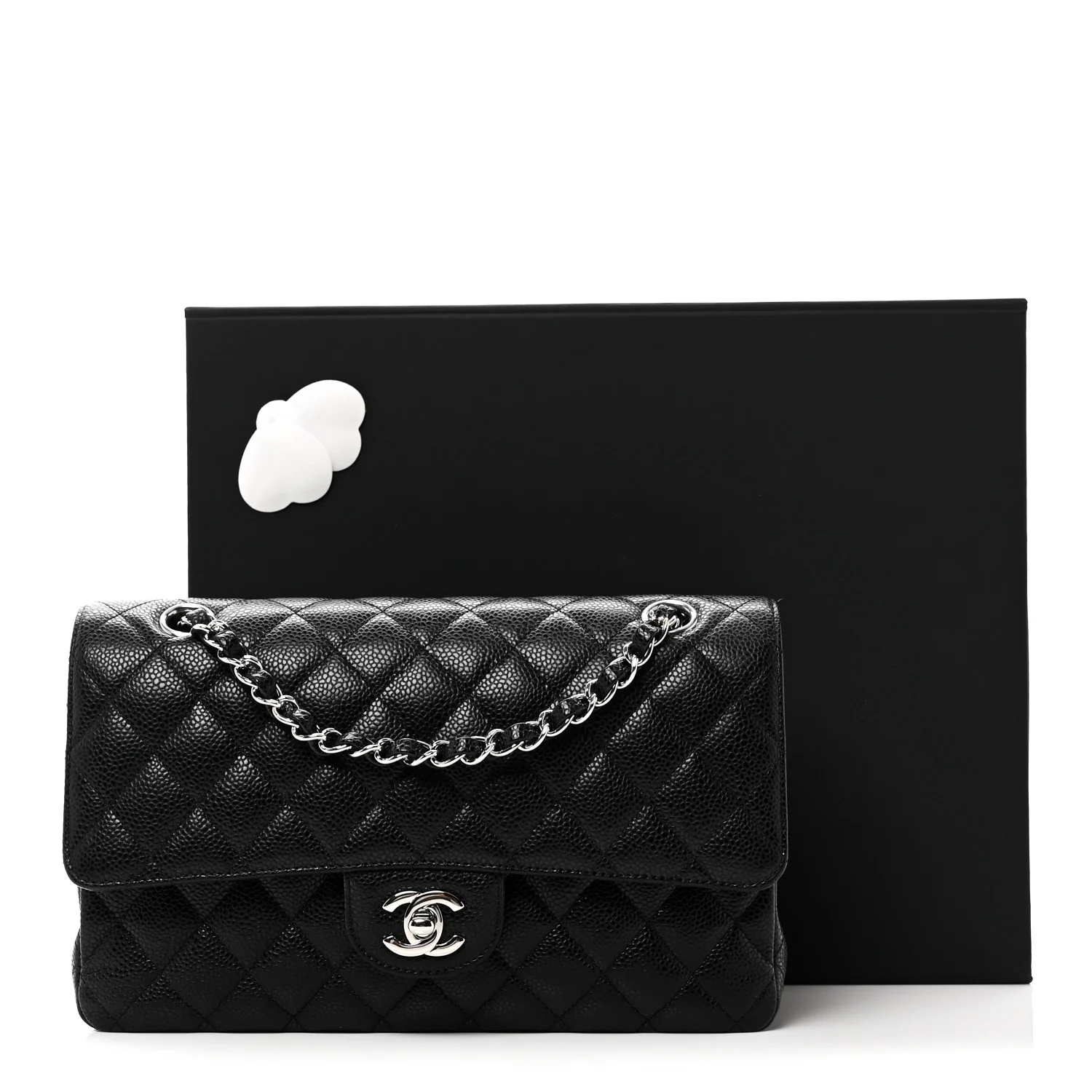 Caviar Quilted Medium Double Flap Black - Top Club
