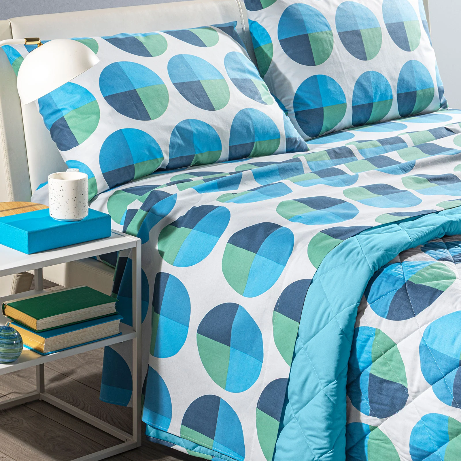 Completo Lenzuola In Cotone Bob Matrimoniale Blu New Generation