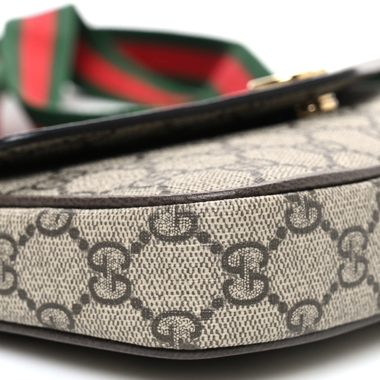 GG Supreme Monogram Textured Dollar Calfskin Web Mini Ophidia Envelope Shoulder Bag Beige Ebony New Acero - Top Club