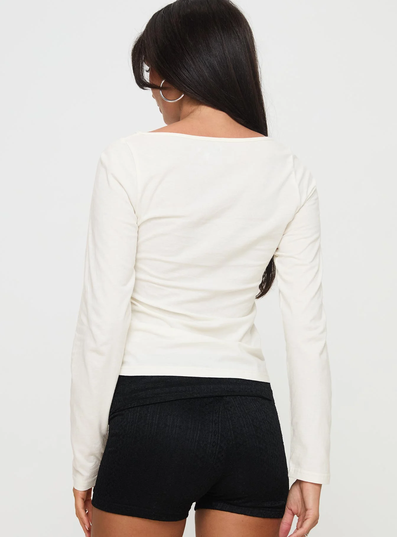 Martini Bow Long Sleeve Top Cream