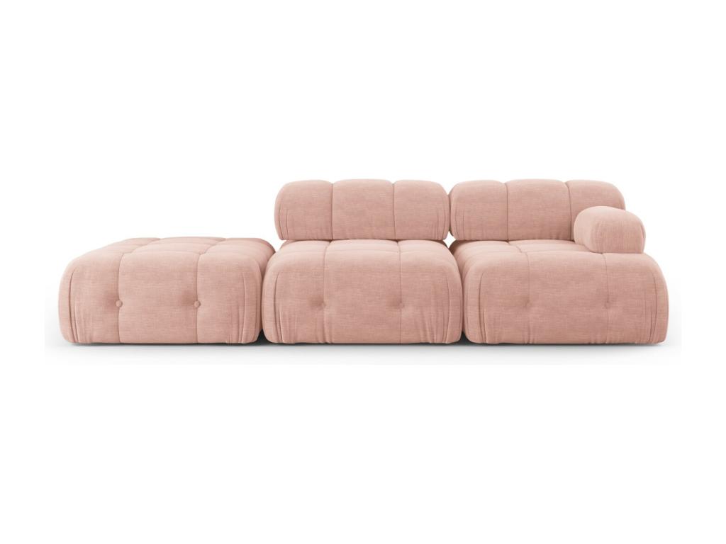 hogardiseno - Sofá modular izquierdo "Ferento" 3 plazas de tejido estructural rosa - 288x96x71cm